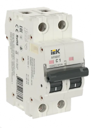Фотография товара 'IEK ARMAT Автоматический выключатель M10N 2P C 1А AR-M10N-2-C001'