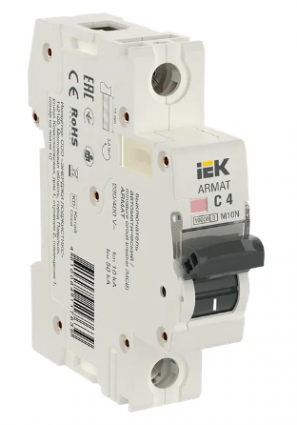 Фотография товара 'IEK ARMAT Автоматический выключатель M10N 1P C 4А AR-M10N-1-C004'