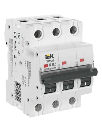 Фотография товара 'IEK ARMAT Автоматический выключатель M10N 3P K 0,5А AR-M10N-3-K0D5'