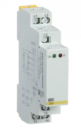 Фотография товара 'IEK Реле контроля фаз ORF 03 3 фазы 220-460В AC ORF-03-220-460VAC'