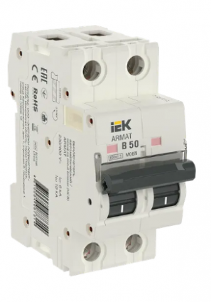 Фотография товара 'IEK ARMAT Автоматический выключатель M06N 2P B 50А, AR-M06N-2-B050'