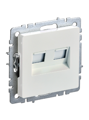 Фотография товара 'IEK BRITE Розетка компьютерная двойная кат.5E RJ45 РК10-2-БрЖ жемчуг BR-K20-1-K36'