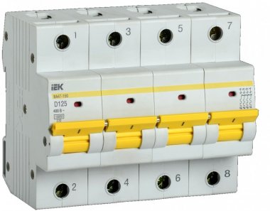 Фотография товара 'IEK Автомат выключатель ВА47-150 4Р 125А 15кА х-ка D MVA50-4-125-D'