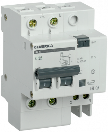 Фотография товара 'IEK Дифференциальный автомат АД12 2Р 32А 100мА MAD15-2-032-C-100'