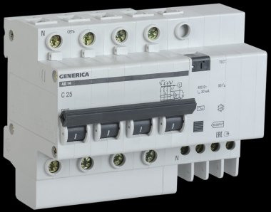 Фотография товара 'IEK Дифференциальный автомат АД14 4Р 16А 30мА MAD15-4-016-C-030'