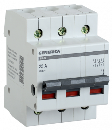 Фотография товара 'IEK Выключатель нагрузки (мини-рубильник) ВН-32 3Р 25А MNV15-3-025'