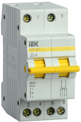 Фотография товара 'IEK Выключатель-разъединитель трехпозиционный ВРТ-63 2P 25А MPR10-2-025'