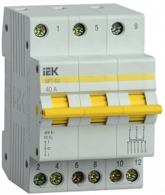 Фотография товара 'IEK Выключатель-разъединитель трехпозиционный ВРТ-63 3P 40А MPR10-3-040'