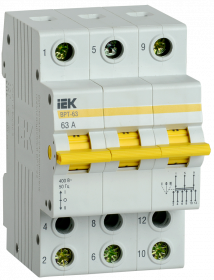 Фотография товара 'IEK Выключатель-разъединитель трехпозиционный ВРТ-63 3P 63А MPR10-3-063'