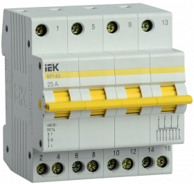 Фотография товара 'IEK Выключатель-разъединитель трехпозиционный ВРТ-63 4P 25А MPR10-4-025'