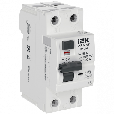 Фотография товара 'IEK AR-R10N-2-025B100 ARMAT ВДТ R10N 2P 25А 100мА тип B'
