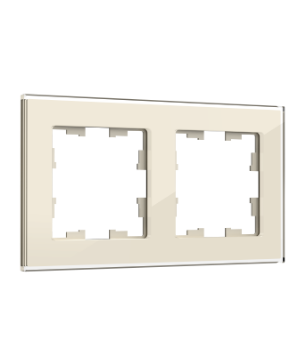 Фотография товара 'IEK BRITE Рамка 2 -местная РУ-2-2-БрВа стекло ванильный BR-M22-G-K10'