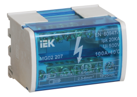 Фотография товара 'IEK Шины на DIN-рейку в корпусе (кросс-модуль) ШНК 2х7 L+PEN YND10-2-07-100'