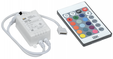 Фотография товара 'IEK Контроллер с ПДУ ИК RGB 3 канала 12В 2А 72Вт, LSC1-RGB-072-IR-20-12-W'