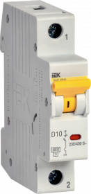 Фотография товара 'IEK Выключатель автоматический ВА47-60МА без теплового расцепителя 1P 10А 6кА D, MVA33-1-010-D'