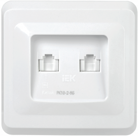 Фотография товара 'IEK Розетка 2-местная компьютерная РК10-2-ВБ RJ45 Cat5e ВЕГА, EKV25-K01-DM'