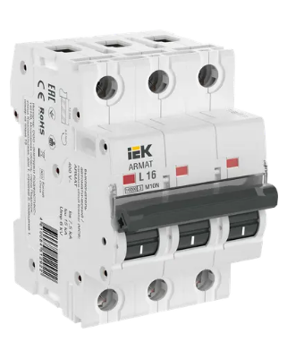 Фотография товара 'IEK ARMAT Автоматический выключатель M10N 3P L 16А AR-M10N-3-L016'