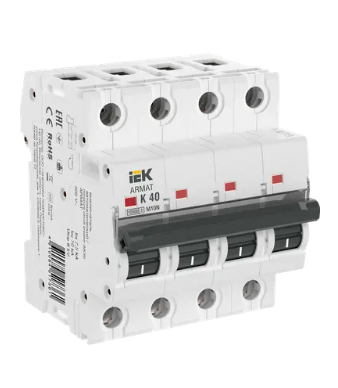 Фотография товара 'IEK ARMAT Автоматический выключатель M10N 4P K 40А AR-M10N-4-K040'