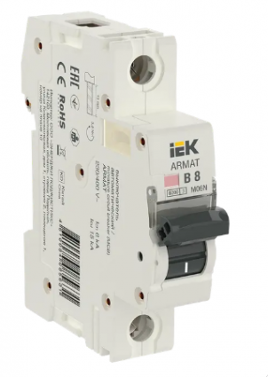 Фотография товара 'IEK ARMAT Автоматический выключатель M06N 1P B 8А AR-M06N-1-B008'