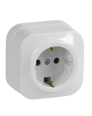 Фотография товара 'IEK Розетка одноместная для открытой установки РС20-3-ХБ с заземлением 16А GLORY белый ERH11-K01-16'