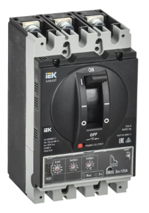 Фотография товара 'IEK ARMAT Автоматический выключатель в литом корпусе 3P типоразмер A 150кА 125А AR-MCCB-3A-150-0125A-ELSC'