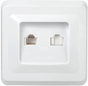 Фотография товара 'IEK Розетка 2-местная компьютерная и телефонная РК/Т12-ВБ RJ11/RJ45 ВЕГА, EIV20-K01-DM'