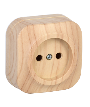 Фотография товара 'IEK Розетка одноместная для открытой установки РС20-2-ХС без заземления 10А GLORY сосна ERH10-K34-10'