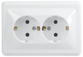 Фотография товара 'IEK РС12-3-ВБ Розетка 2 местная с з/к без защитной шторки 16А ВЕГА ERV21-K01-16-DM'