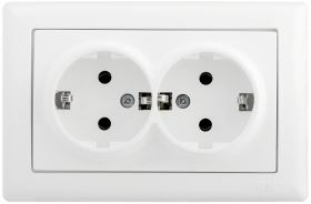 Фотография товара 'IEK РС21-1-0-ББ Розетка 2-ая с з/к 16А BOLERO ERB29-K01-16'