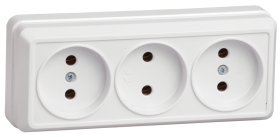 Фотография товара 'IEK РС23-2-ОБ Розетка 3 местная без з/к 10А ОКТАВА ERO30-K01-10-DC'