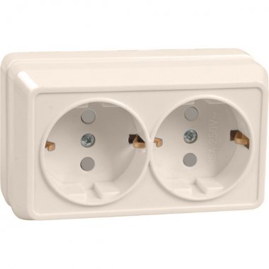 Фотография товара 'IEK РСш22-3-ОКм Розетка 2 местная с з/к с защитной шторкой 16А ОКТАВА ERO24-K33-16-DC'