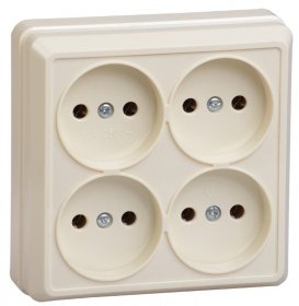 Фотография товара 'IEK РС24-2-ОК Розетка 4 местная без з/к 10А ОКТАВА ERO40-K33-10-DC'