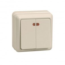 Фотография товара 'IEK ВС20-2-1-ОКм Выключатель 2 клавишный с индикатором 10А ОКТАВА EVO21-K33-10-DC'