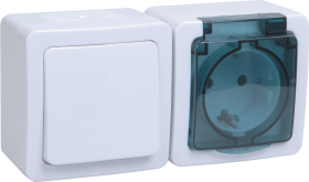 Фотография товара 'IEK БГб-22-31-ГПБд блок "выкл 1кл + розетка 1м с з/к" о/у IP54 ГЕРМЕС PLUS EBGMP20-K03-31-54-EC'