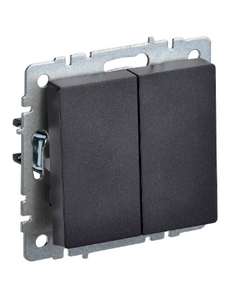 Фотография товара 'IEK BRITE Выключатель 2-клавишный проходной 10А ВС10-2-6-БрЧ черный BR-V22-0-10-K02'