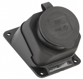 Фотография товара 'IEK РБу13-1-0м Розетка с защитной крышкой угловая настенная ОМЕГА IP44 PKR22-016-2-K02'