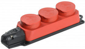 Фотография товара 'IEK РБ33-1-0м Розетка трехместная ОМЕГА IP44 PKR61-016-2-K04'