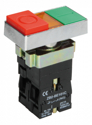 Фотография товара 'IEK Кнопка управления LAY5-BW8465 "I-O" сдвоенная с подсветкой BBD40-BW-K51'