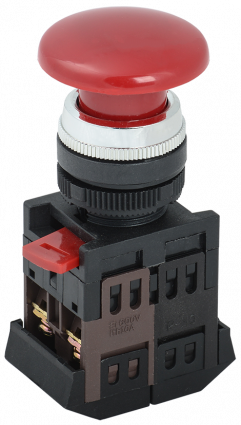 Фотография товара 'IEK Кнопка AEА-22 "Грибок" красный d22мм 1з+1р BBG30-AEA-K04'