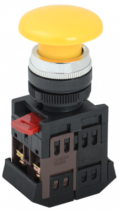 Фотография товара 'IEK Кнопка AEА-22 "Грибок" желтый d22мм 1з+1р BBG30-AEA-K05'