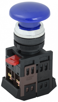 Фотография товара 'IEK Кнопка AEА-22 "Грибок" синий d22мм 1з+1р BBG30-AEA-K07'
