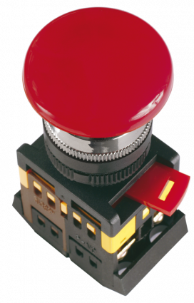 Фотография товара 'IEK Кнопка AEAL22 "Грибок"с фиксацией красный d22мм 240В 1з+1р BBG60-AEAL-K04'