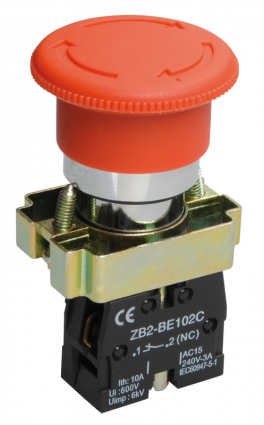 Фотография товара 'IEK Кнопка управления LAY5-BS542 "Грибок" аварийная с фиксацией поворотная BBG90-BS-K04'