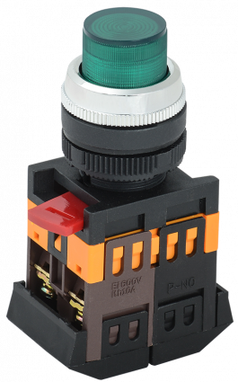 Фотография товара 'IEK Кнопка ABLFP-22 зеленый d22мм неон/240В 1з+1р BBT20-ABLFP-K06'