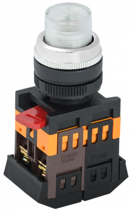 Фотография товара 'IEK Кнопка ABLFP-22 прозрачный d22мм неон/240В 1з+1р BBT20-ABLFP-K08'