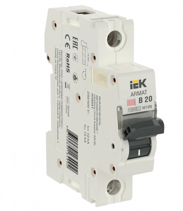 Фотография товара 'IEK ARMAT Автоматический выключатель M10N 1P B 20А AR-M10N-1-B020'