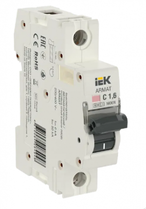 Фотография товара 'IEK ARMAT Автоматический выключатель M06N 1P C 1,6А AR-M06N-1-C1D6'
