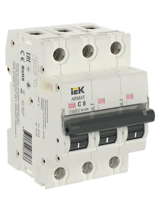 Фотография товара 'IEK ARMAT Автоматический выключатель M10N 3P C 8А AR-M10N-3-C008'