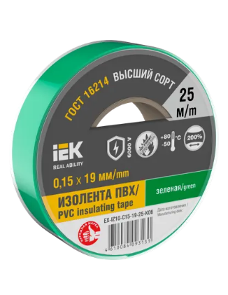 Фотография товара 'IEK MIXTAPE 7 Изолента 0,15х19мм зеленая 25м EX-IZ10-C15-19-25-K06'
