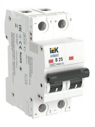Фотография товара 'IEK ARMAT Автоматический выключатель M06N-DC 2P B 25А AR-M06N-2-B025DC'